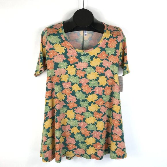 NEW LuLaRoe Floral Print Perfect T Women's XS Scoop Neck Tunic Stretch Knit - Picture 1 of 11